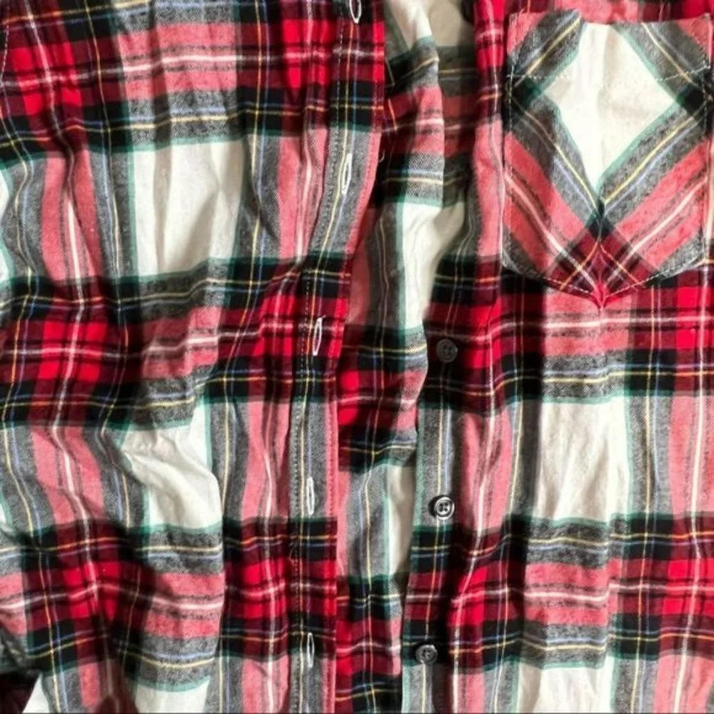 Old navy plaid shirt - size medium - red, white and green